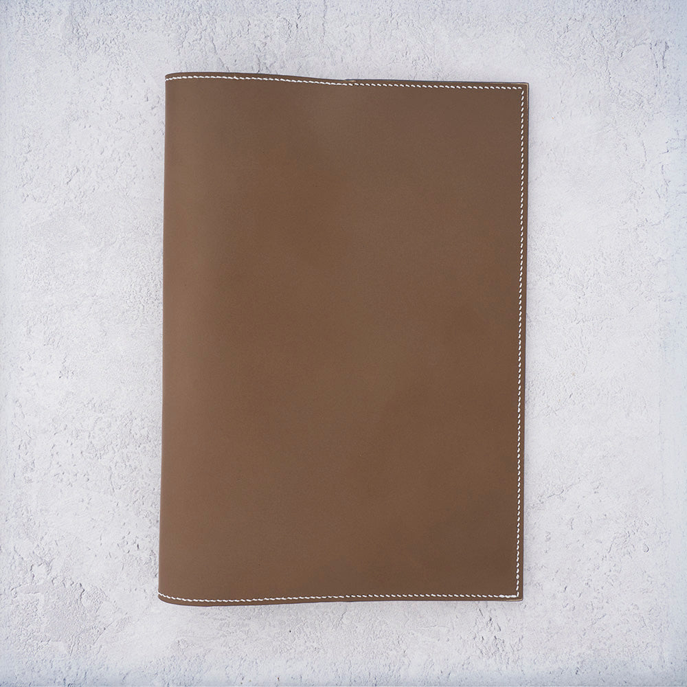 The Paper Mind Notebook Cover - A5 - Hand-Stitched Buttero Leather - Taupe