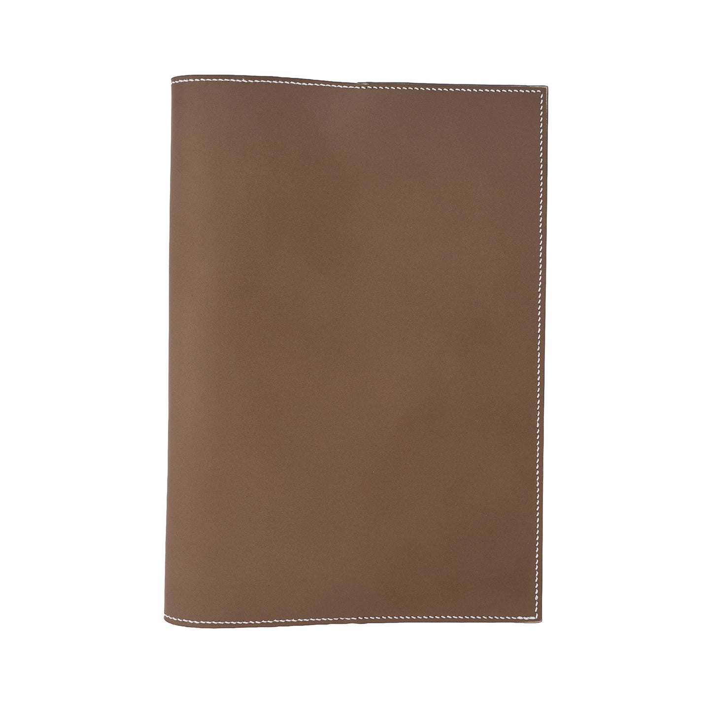 The Paper Mind Notebook Cover - A5 - Hand-Stitched Buttero Leather - Taupe - White
