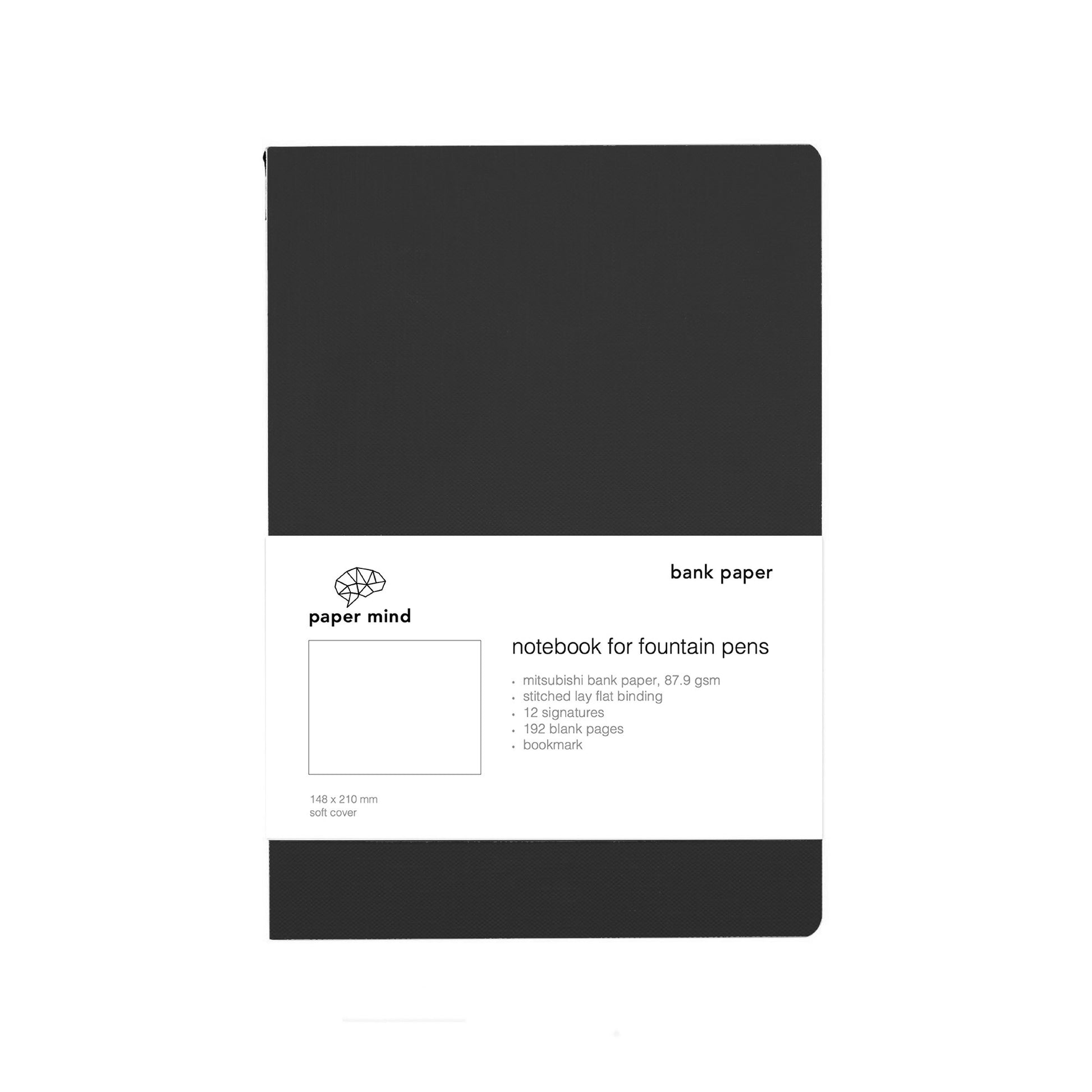 The Paper Mind Mitsubishi Bank Paper Notebook A5 Black Blank Fountain Pen Friendly