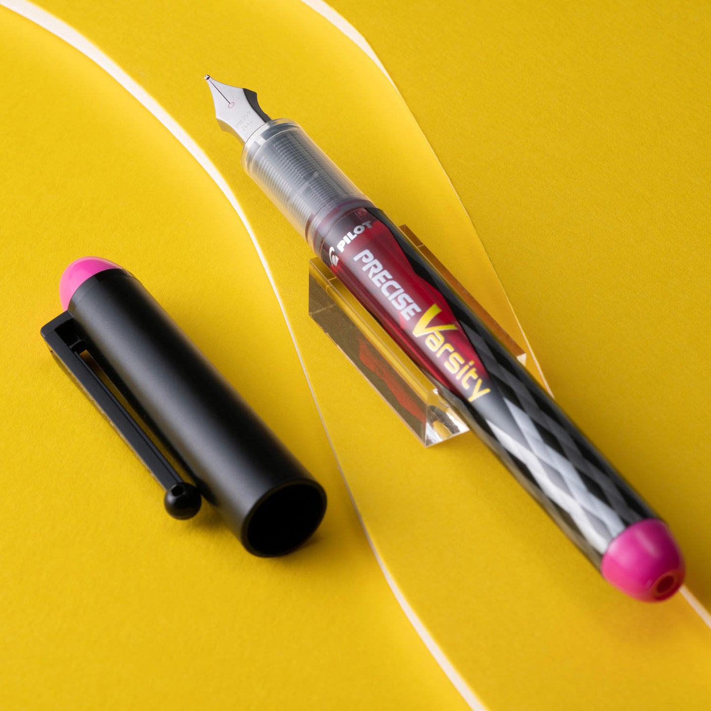 Pilot Varsity Disposable Fountain Pen - Pink yellow background