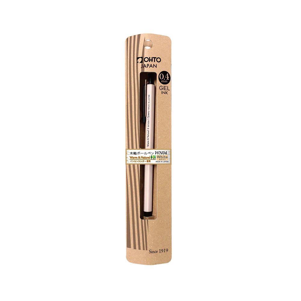 OHTO WN04 Wood Gel Ballpoint Pen 0.4 mm - White - Gel Pen Made in Japan Old Green package