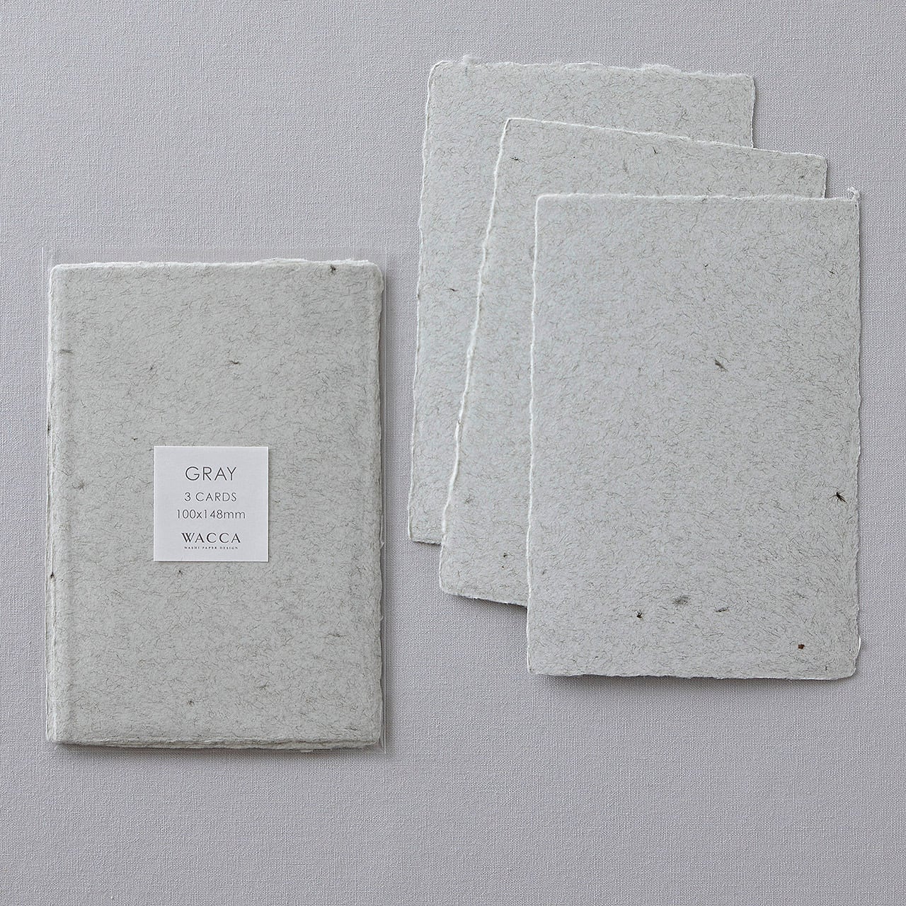 Wacca Cards - Set of Three - Heather Gray - Handmade in Japan