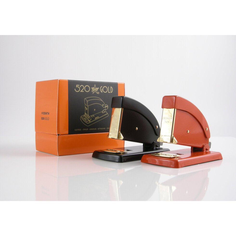 Zenith 520/E Gold Stapler Black and Red with Box
