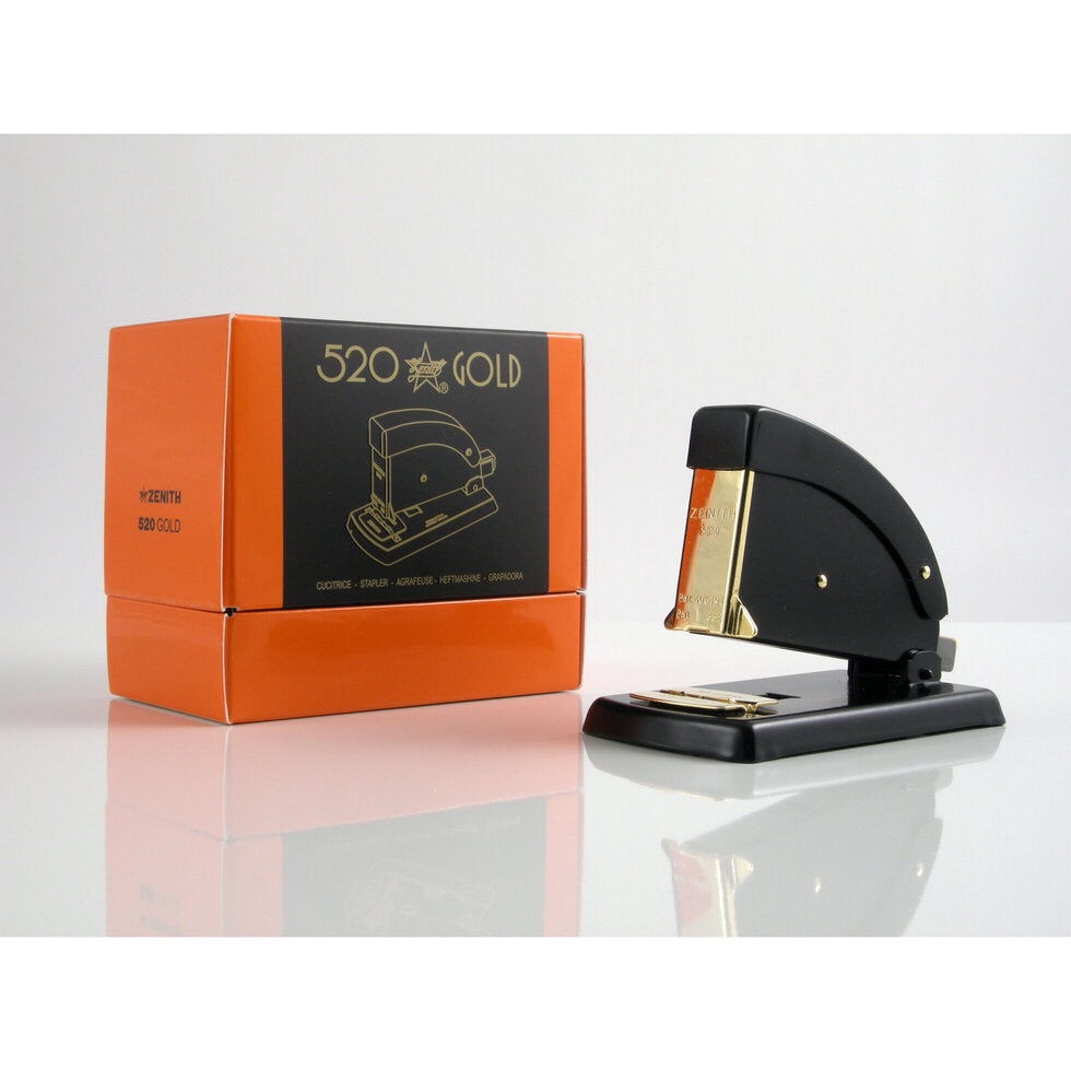 Zenith 520/E Gold Stapler Black Made in Italy | Classic Design Stapler ...
