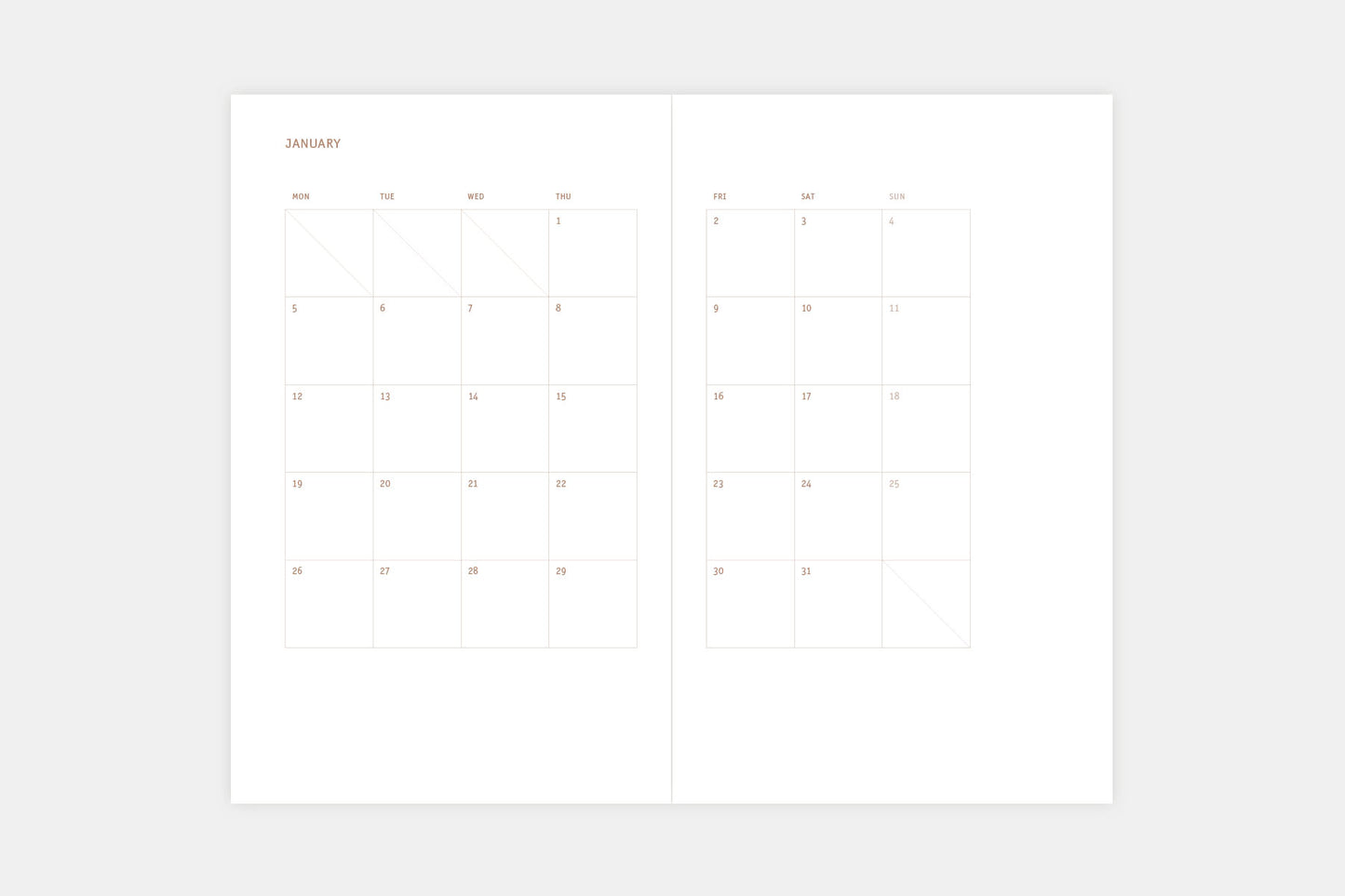 Papierniczeni Copper Calendar 2026 monthly