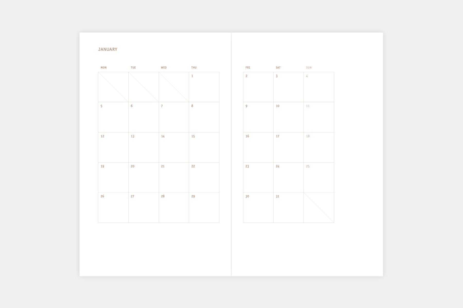 Papierniczeni Copper Calendar 2026 monthly