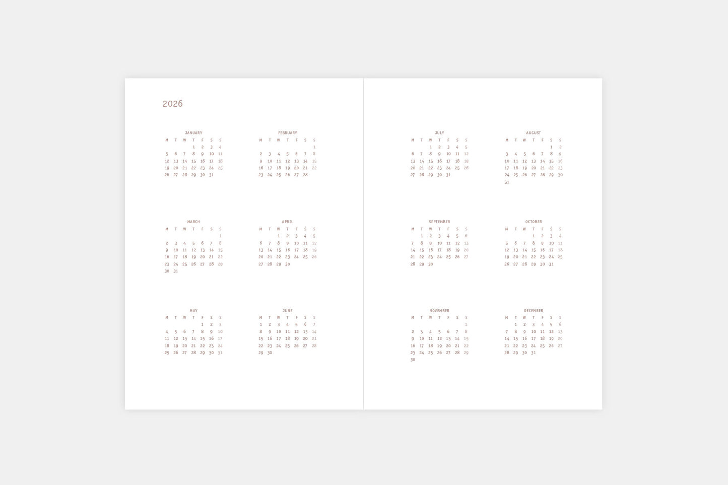 Papierniczeni Everyday 2026 Daily Calendar - Yearly Spread