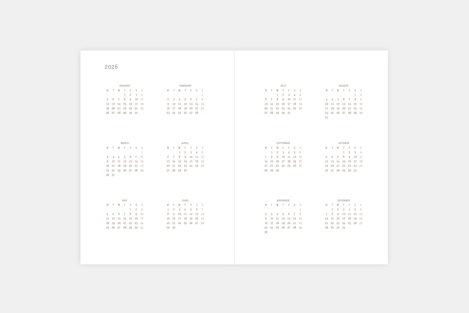 Papierniczeni Everyday 2026 Daily Calendar - Yearly Spread