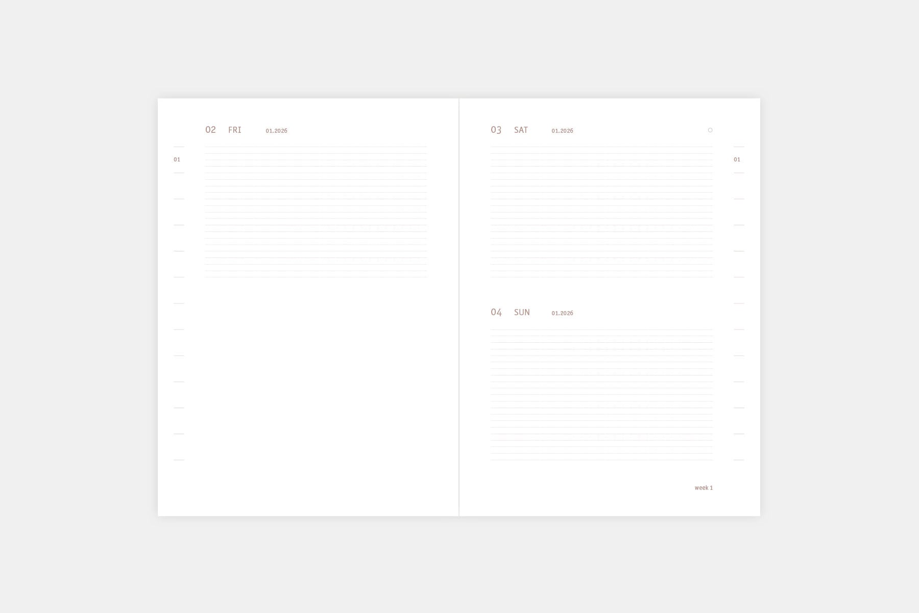 Papierniczeni Everyday 2026 Daily Calendar - Daily Weekend Spread