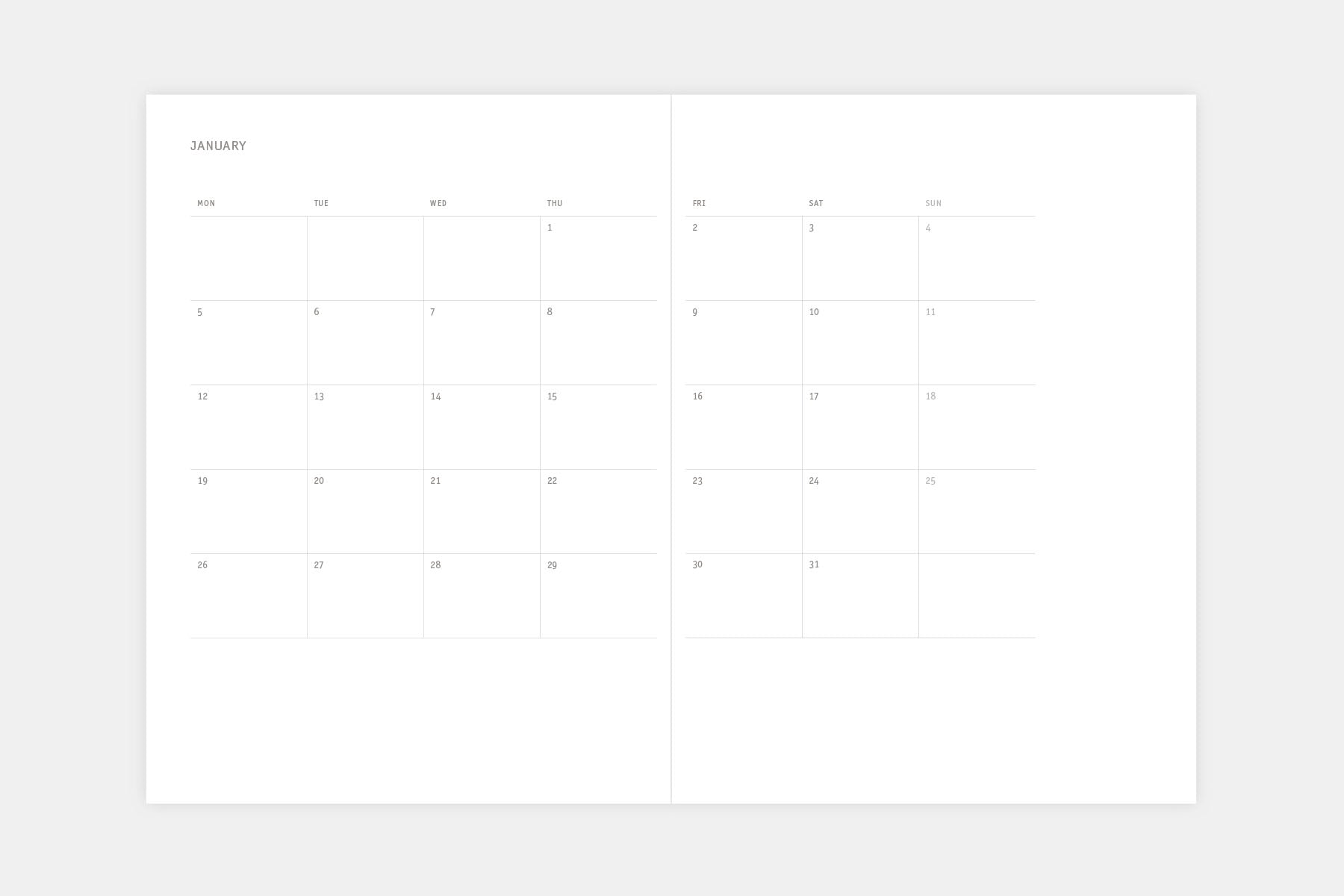 Klasyk 2026 Calendar Fountain Pen Friendly Calendar Monthly