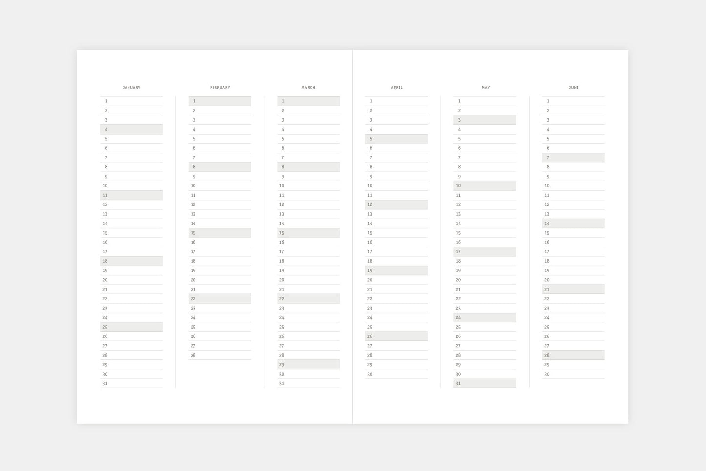 Klasyk 2026 Calendar Fountain Pen Friendly Calendar half year