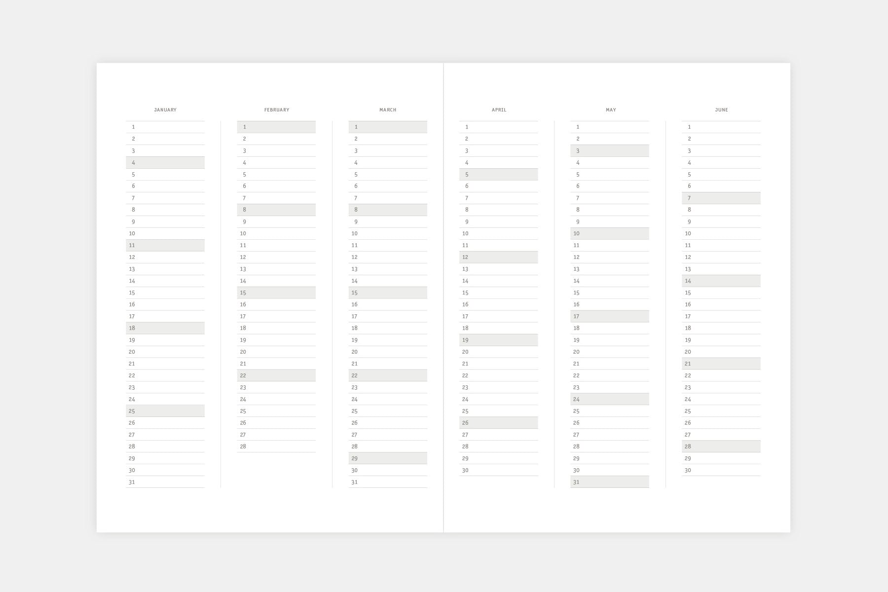 Klasyk 2026 Calendar Fountain Pen Friendly Calendar half year