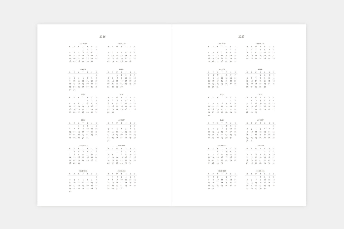 Klasyk 2026 Calendar Fountain Pen Friendly Calendar Yearly