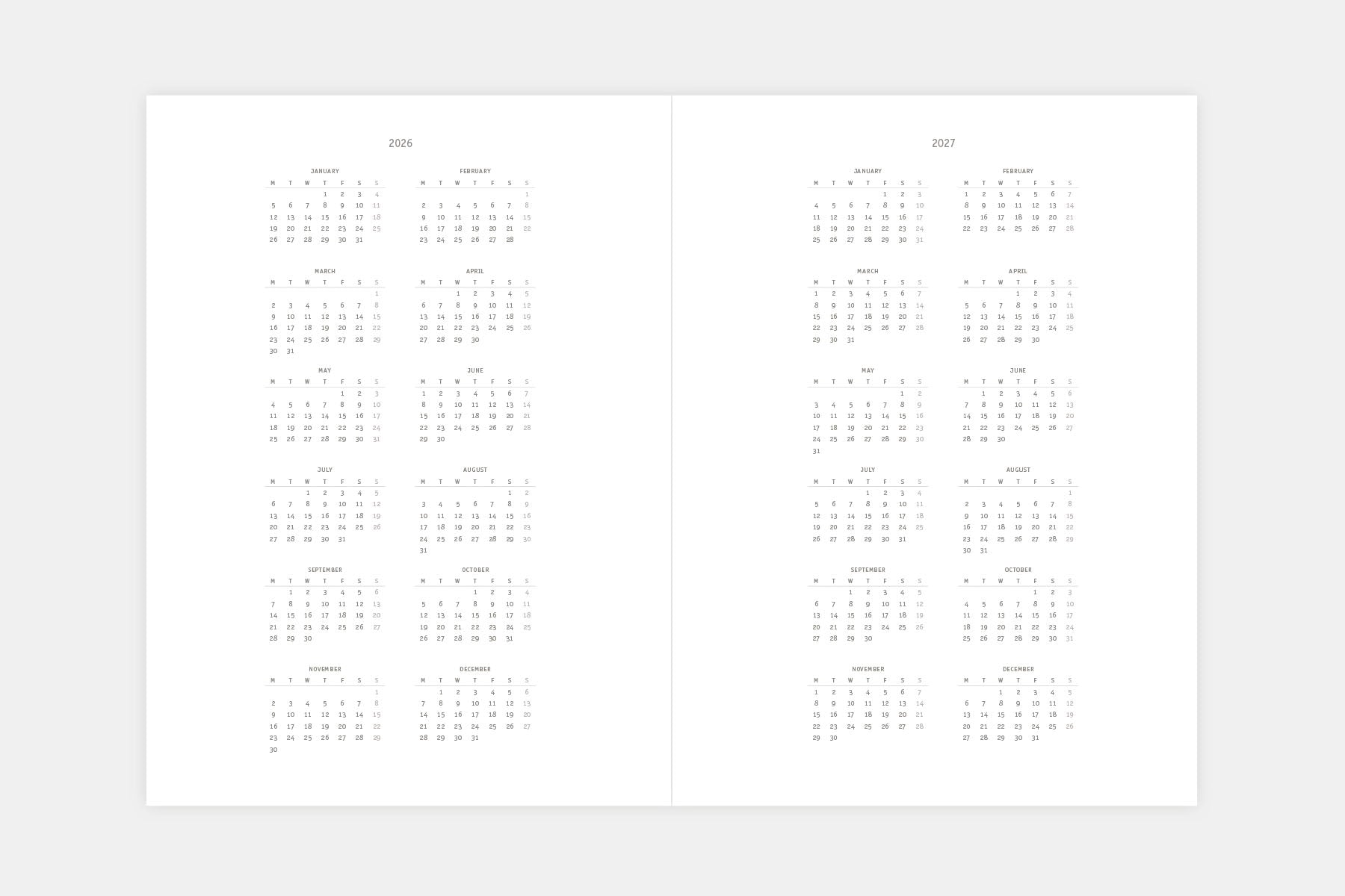 Klasyk 2026 Calendar Fountain Pen Friendly Calendar Yearly