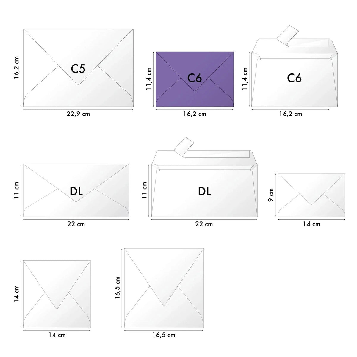 G. Lalo Vergé de France Envelopes C6 - Made in France size chart