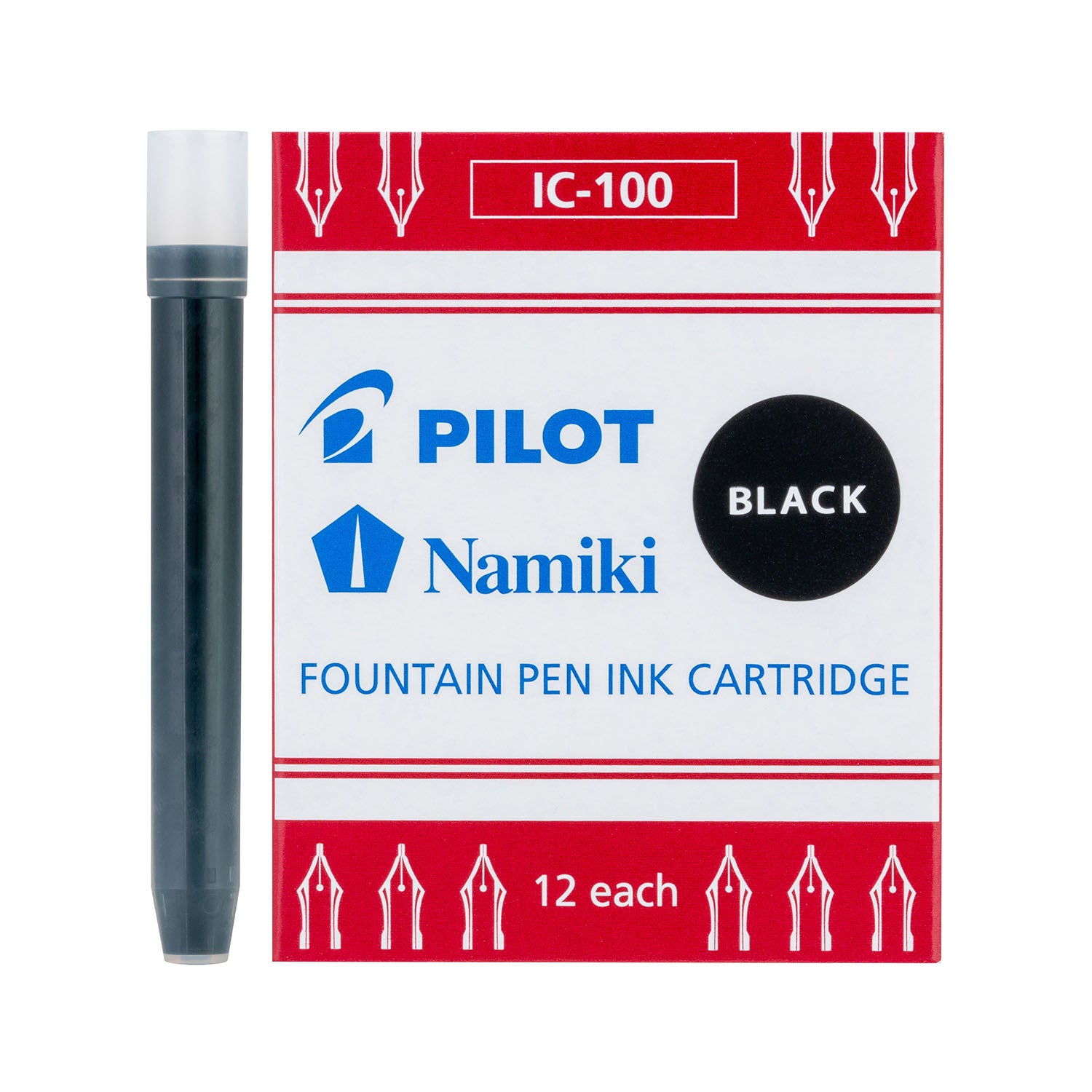 Pilot Namiki Fountain Pen Ink - 12 Cartridges Black