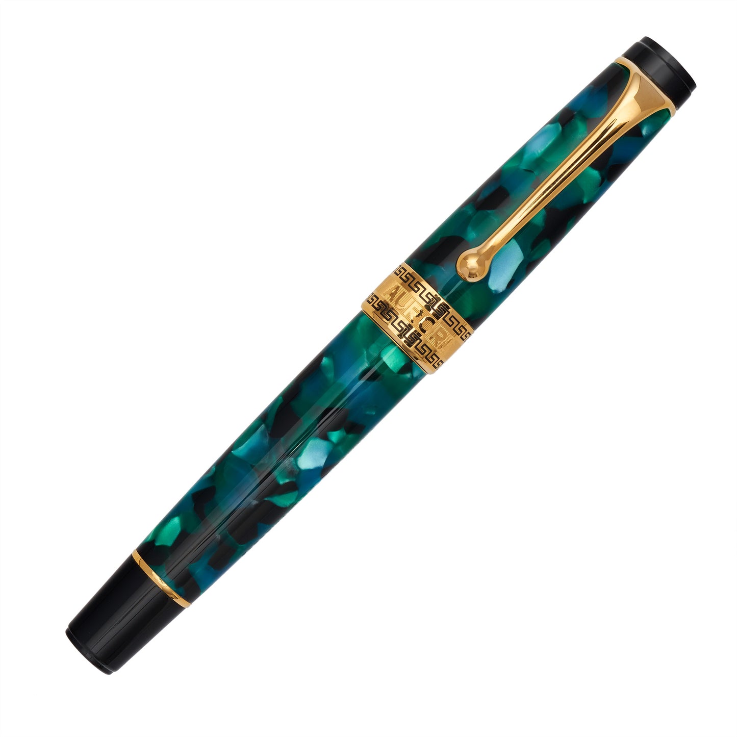 Aurora Optima Fountain Pen Emerald Green Auroloide 14kt gold made in italy Capped
