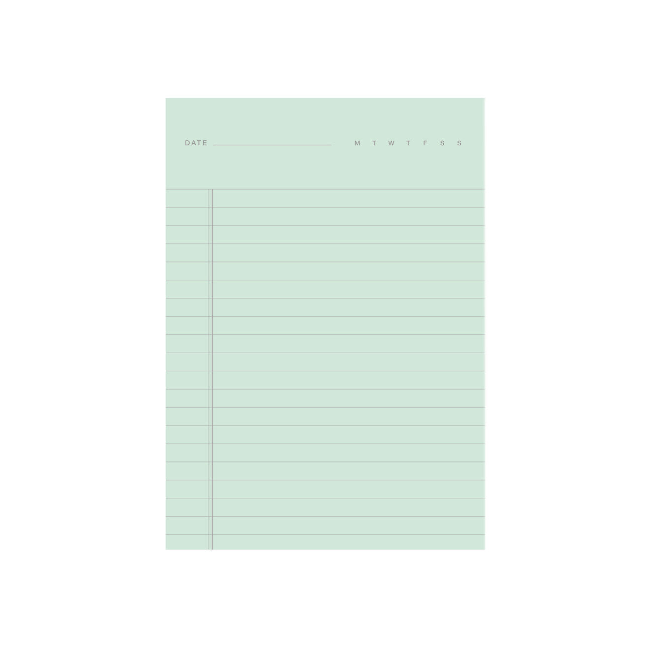  Green ruled sheet of 2-in-1 Notepad in Blue and Green by Before Breakfast. Grid and ruled sheets. Made in England and fountain pen friendly.
