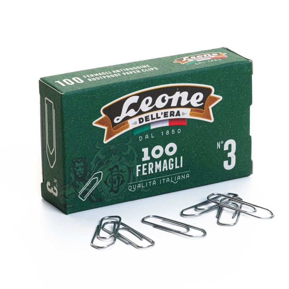 Leone Dellera paper clips, paper clips made in italy green box size 3
