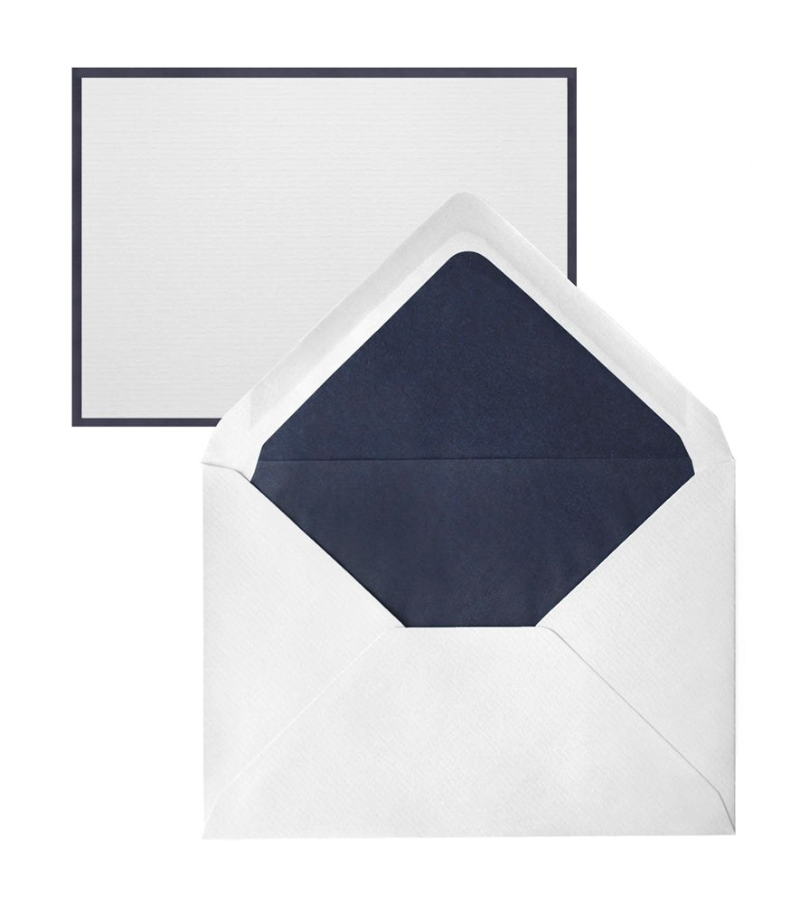 Original Crown Mill Bi-Color Note Card Letter Set white and navy fountain pen friendly
