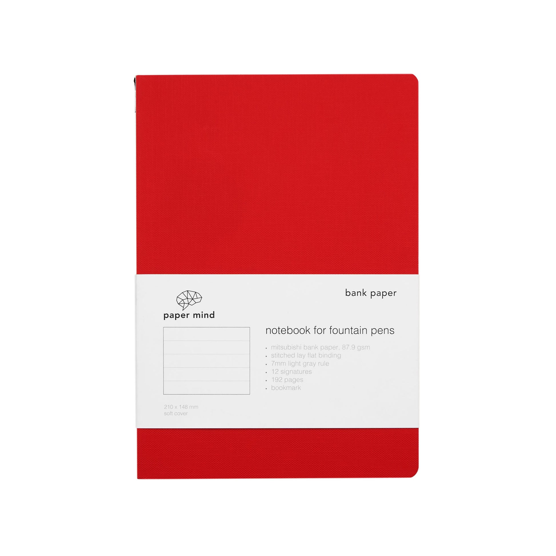 The Paper Mind Mitsubishi Bank Paper Notebook A5 Red Ruled Fountain Pen Friendly