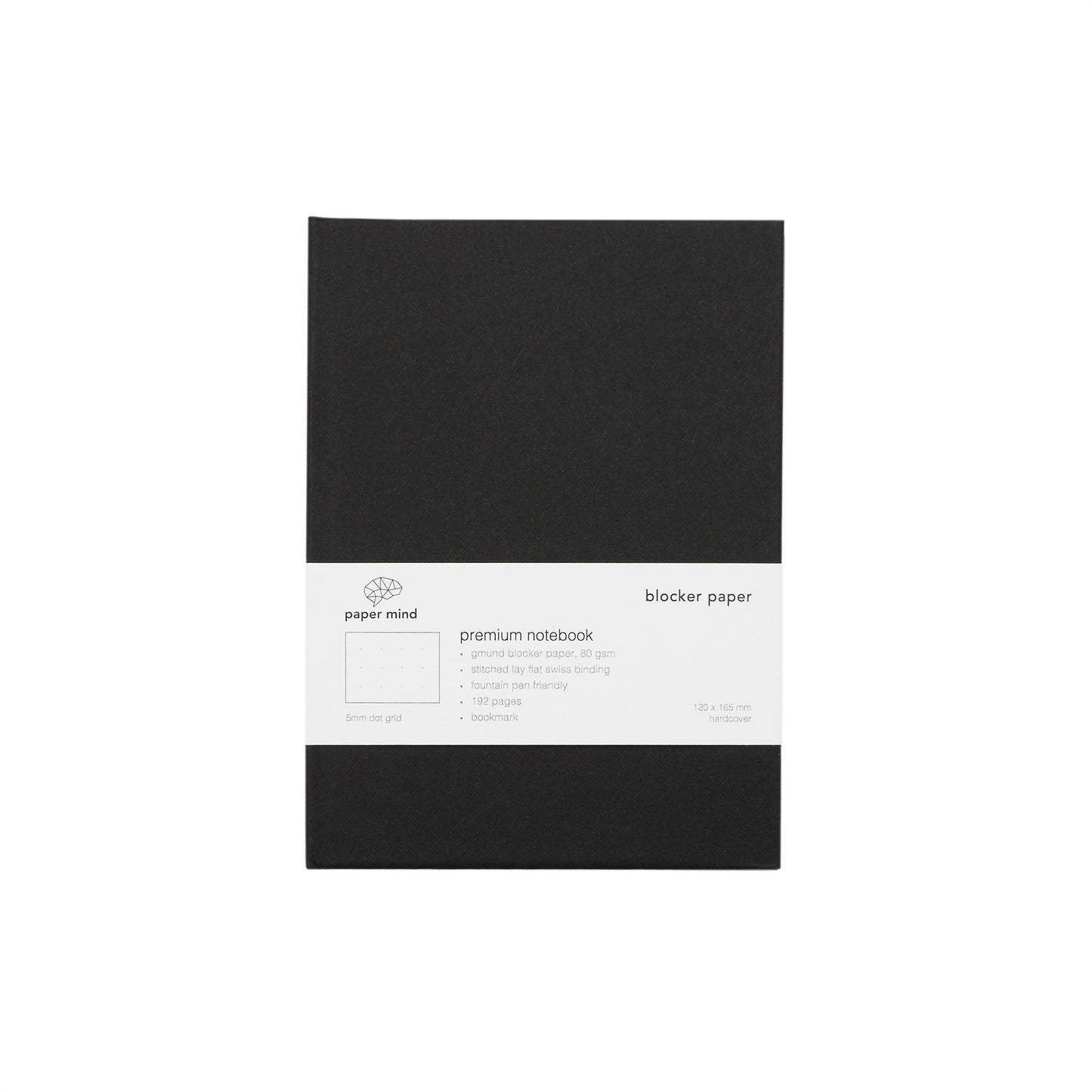 The Paper Mind Blocker Paper Hardcover Notebook Fountain Pen Friendly Black Dot Grid
