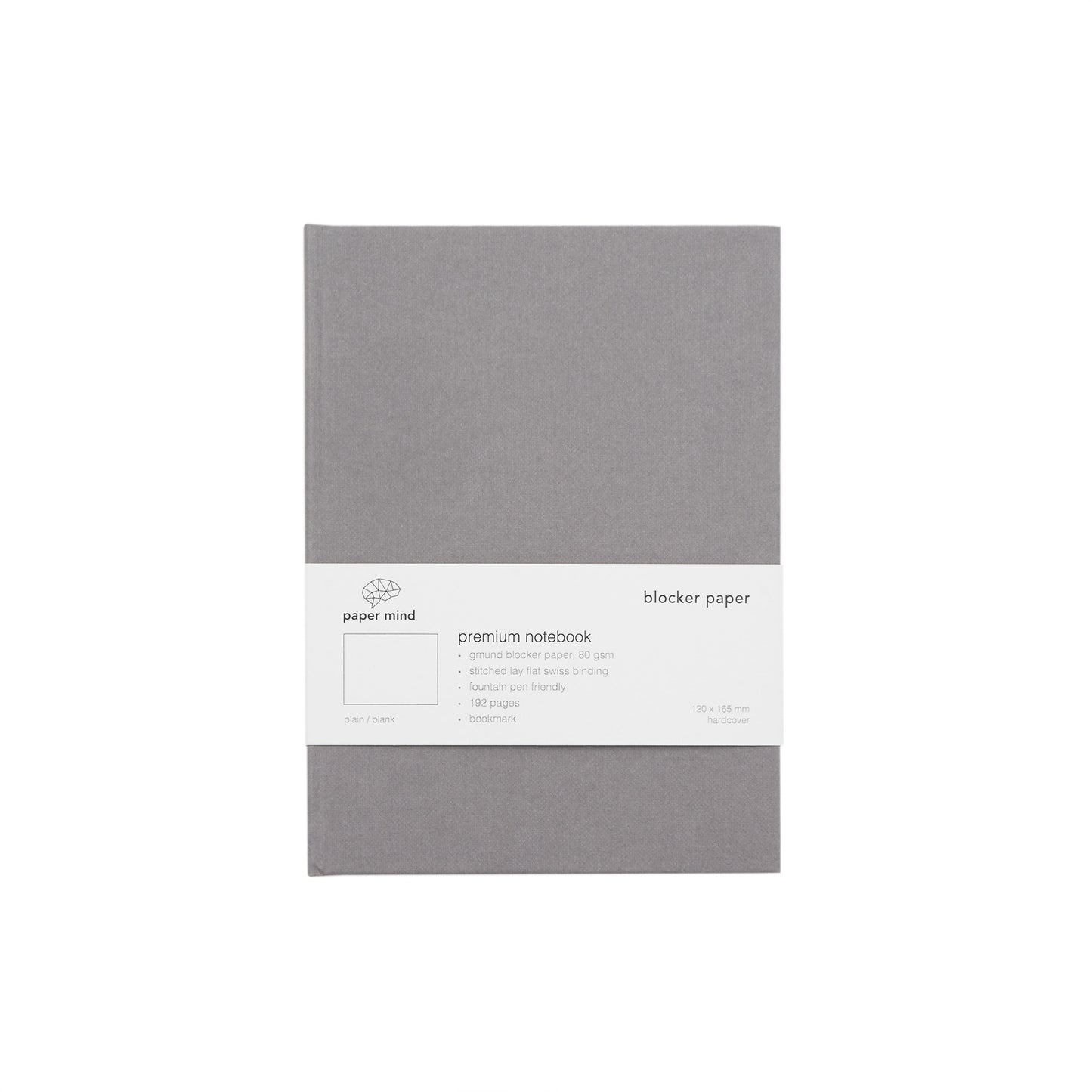 The Paper Mind Blocker Paper Hardcover Notebook Fountain Pen Friendly Grey Blank Plain