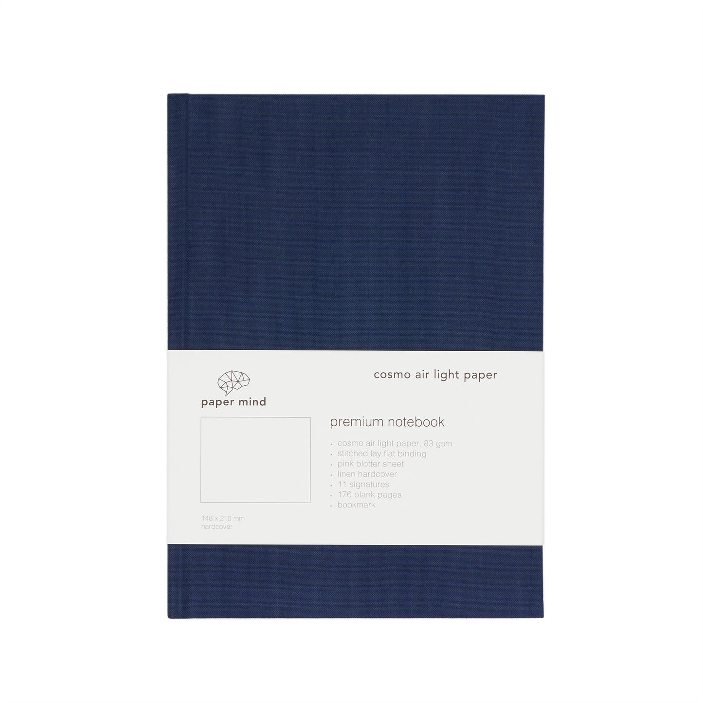 The Paper Mind Cosmo Air Light A5 Hardcover Notebook Fountain Pen Friendly Navy Blank Plain