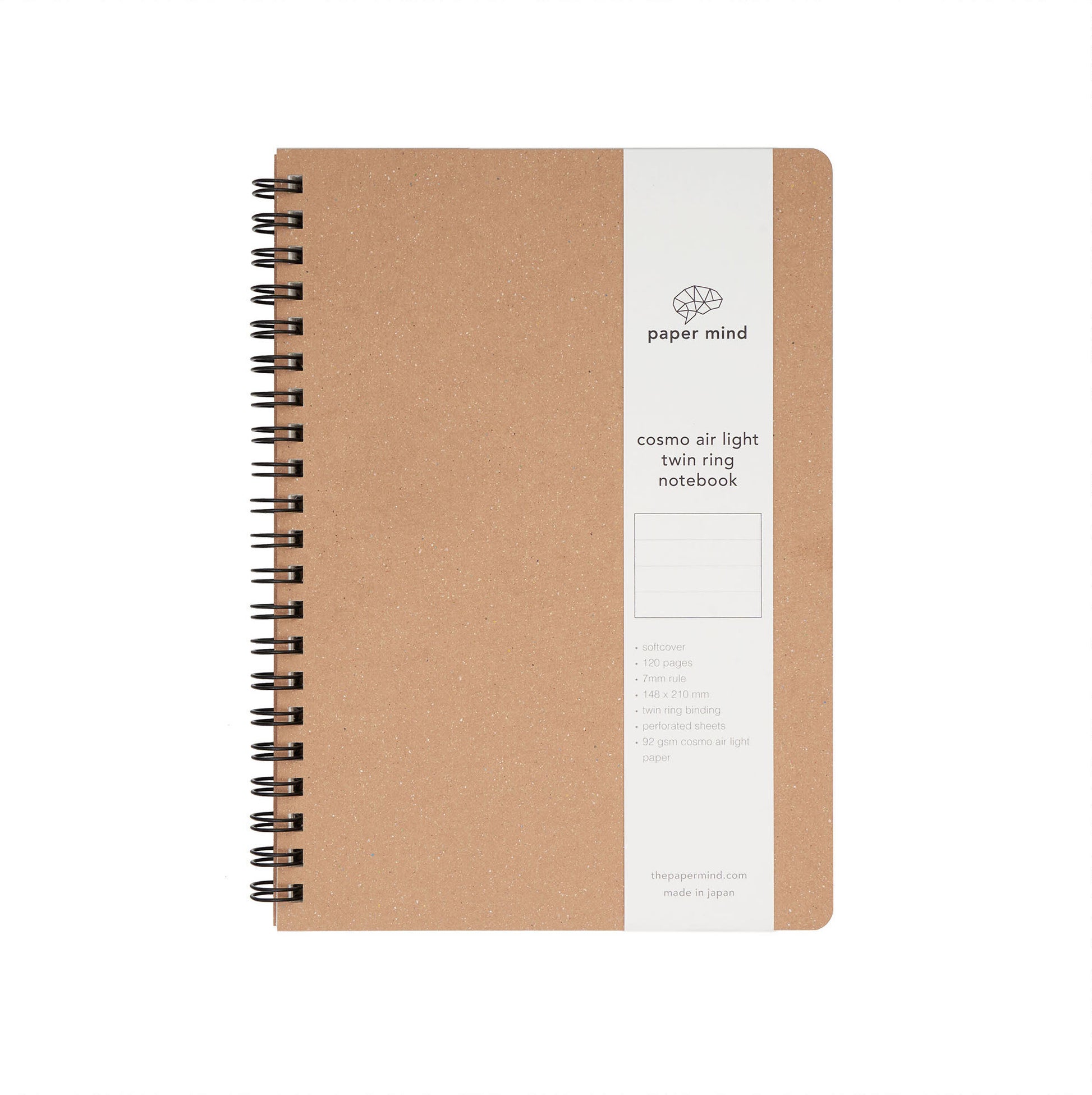 The Paper Mind Cosmo Air Light Twin Ring Notebook Kraft Ruled With Paper Strap