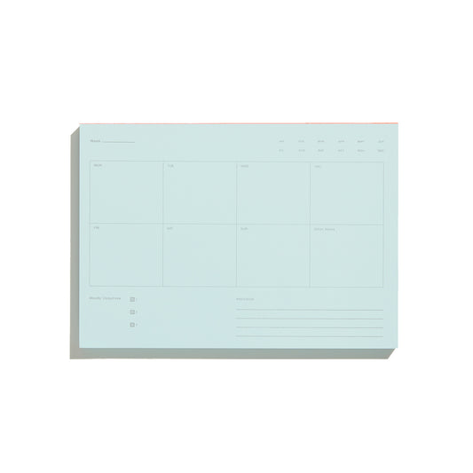 Weekly Notepad by Before Breakfast Pale Blue Front Fountain Pen Friendly