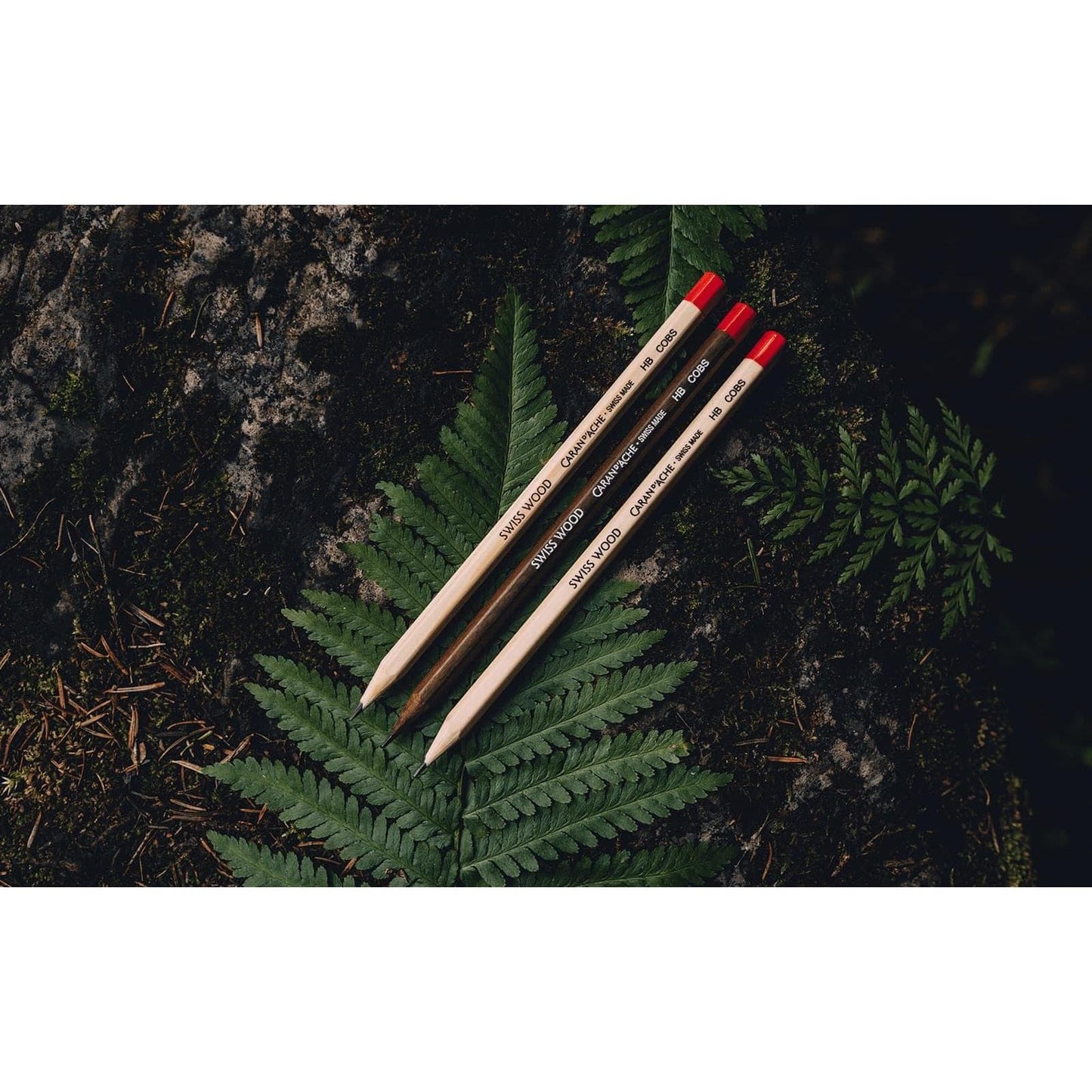 Caran D'Ache Swiss Wood Three Pencil Gift Set lifestyle